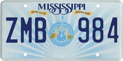 MS license plate ZMB984