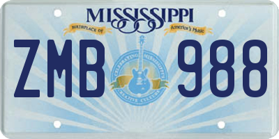 MS license plate ZMB988