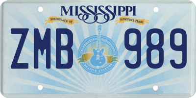 MS license plate ZMB989