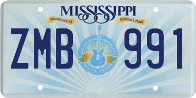 MS license plate ZMB991