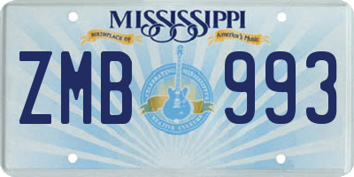 MS license plate ZMB993
