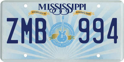 MS license plate ZMB994