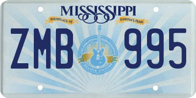 MS license plate ZMB995