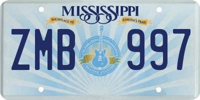 MS license plate ZMB997