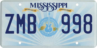 MS license plate ZMB998