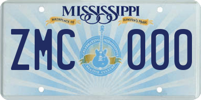 MS license plate ZMC000