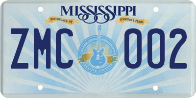 MS license plate ZMC002