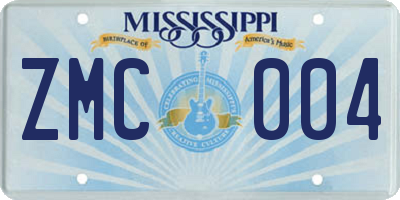 MS license plate ZMC004