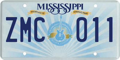 MS license plate ZMC011