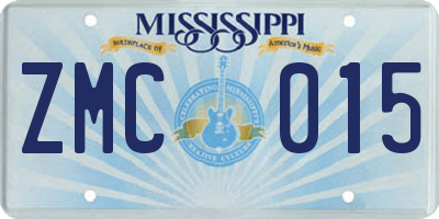 MS license plate ZMC015