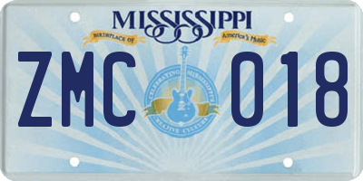 MS license plate ZMC018