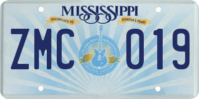 MS license plate ZMC019
