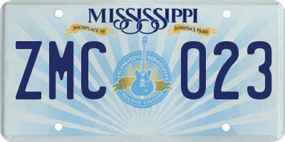 MS license plate ZMC023