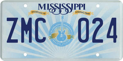 MS license plate ZMC024