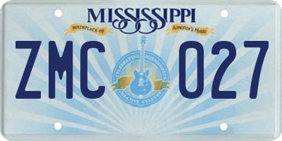 MS license plate ZMC027
