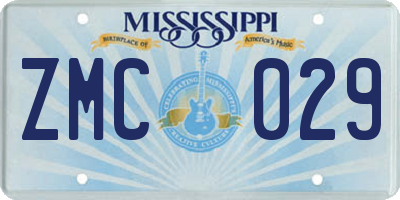 MS license plate ZMC029