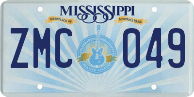 MS license plate ZMC049