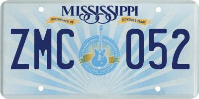 MS license plate ZMC052