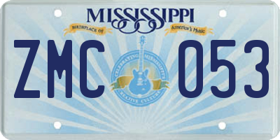 MS license plate ZMC053