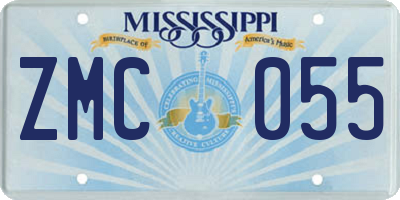 MS license plate ZMC055