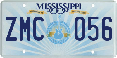 MS license plate ZMC056