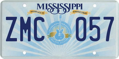 MS license plate ZMC057