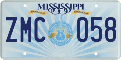 MS license plate ZMC058