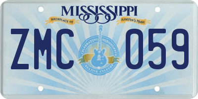 MS license plate ZMC059
