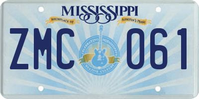 MS license plate ZMC061