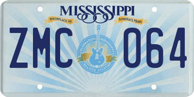 MS license plate ZMC064