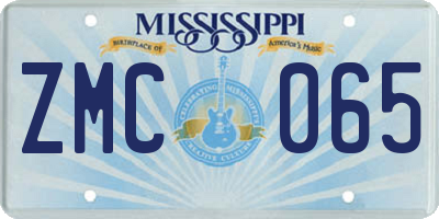 MS license plate ZMC065