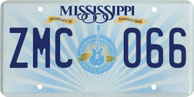 MS license plate ZMC066