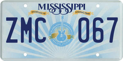 MS license plate ZMC067