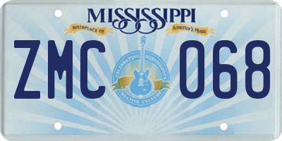 MS license plate ZMC068