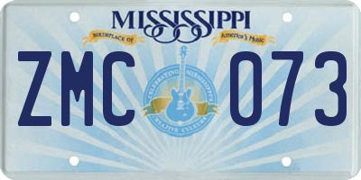 MS license plate ZMC073