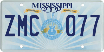 MS license plate ZMC077