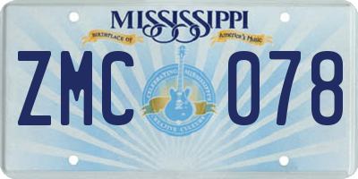 MS license plate ZMC078