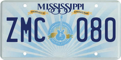 MS license plate ZMC080