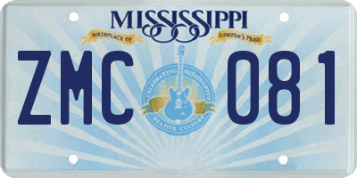 MS license plate ZMC081
