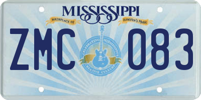 MS license plate ZMC083