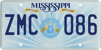 MS license plate ZMC086