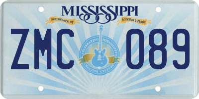 MS license plate ZMC089