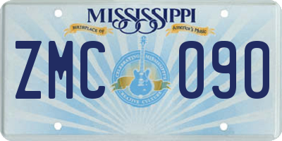 MS license plate ZMC090