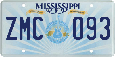 MS license plate ZMC093