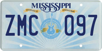 MS license plate ZMC097