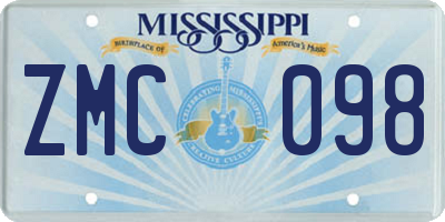 MS license plate ZMC098