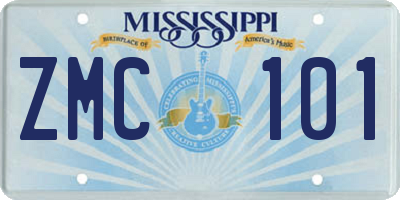 MS license plate ZMC101