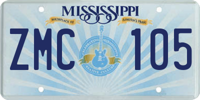 MS license plate ZMC105