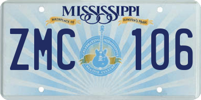 MS license plate ZMC106