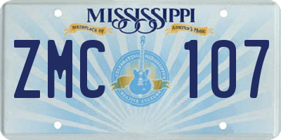MS license plate ZMC107